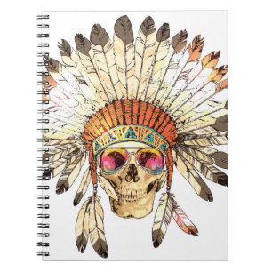 Carnet Couleur dessinée à la main - Coiffure amérindienne