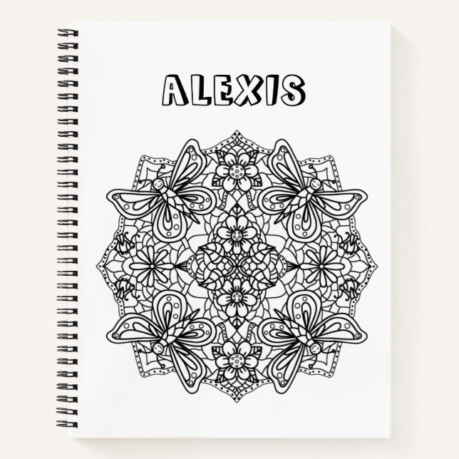 Carnet Couleur moi, Papillon personnalisé Mandala (Devant)