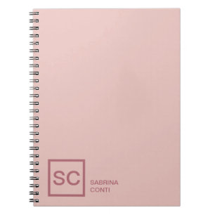 Carnet Couleur or rose monogramme professionnel nom fémin