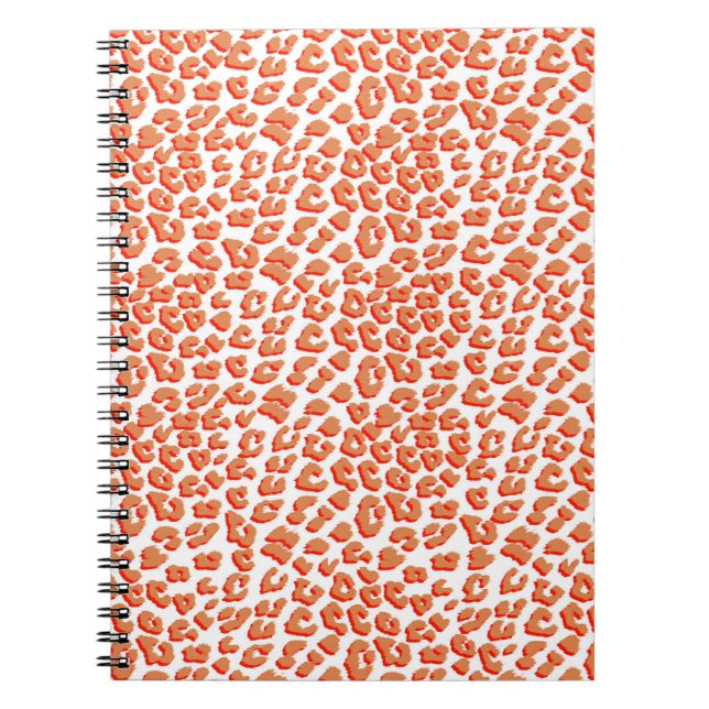 Carnet Couleur orange et Empreinte de léopard blanc (Devant)