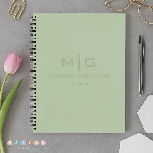 Carnet Couleur verte mousse pastel de lumière douce et so (Solid Soft Light Pastel Sage Moss Green Color Notebook
)