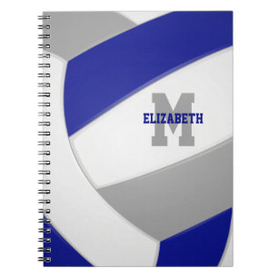 Carnet couleurs d'équipe bleu gris volleyball personnalis
