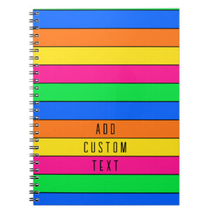 CARNET COULEURS FLUORO NEON CLAIR LIGNES ORANGE JAUNE ROS