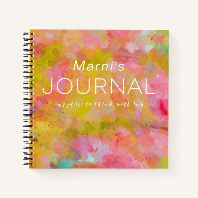 Carnet Couleurs joyeuses personnalisées Design d'art Abst (Devant)