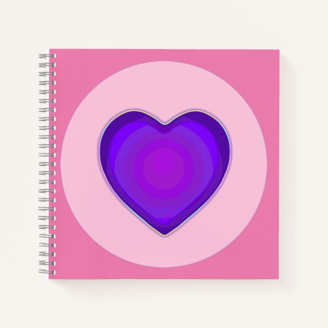 Carnet Couleurs pastel & coeurs violets battre (Devant)