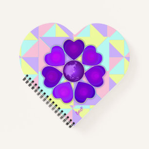 Carnet Couleurs pastel & coeurs violets battre