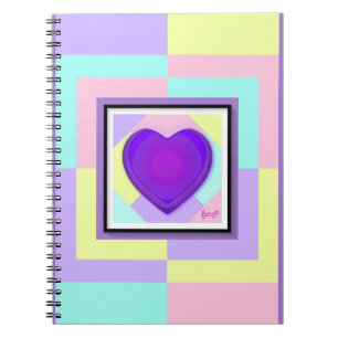 Carnet Couleurs pastel & coeurs violets battre