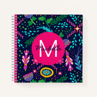 Carnet Couleurs Vives Chaotiques Florales Bleues Personna