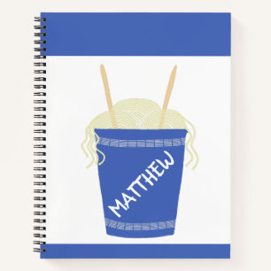 Carnet Coupe de nouilles Ramen en bleu Personnalisé