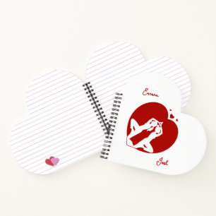 Carnet Couple de Yoga en forme de coeur personnalisé
