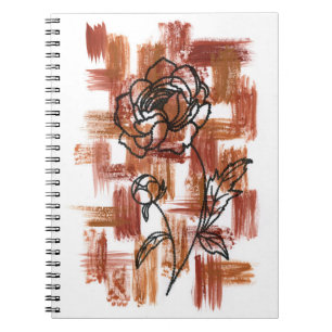 Carnet Coups de pinceau modernes en terre cuite et rose e