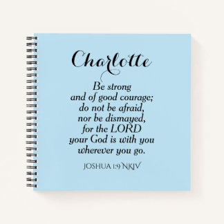 Carnet Courage bleu clair Bible Verset Nom personnalisé S