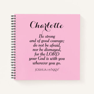 Carnet Courbe rose clair Verse Bible Nom personnalisé Sim