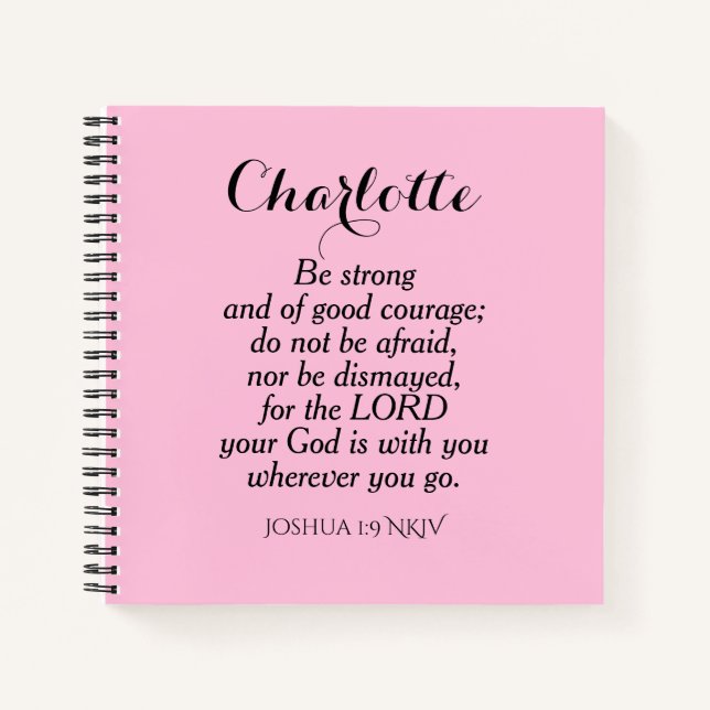 Carnet Courbe rose clair Verse Bible Nom personnalisé Sim (Devant)