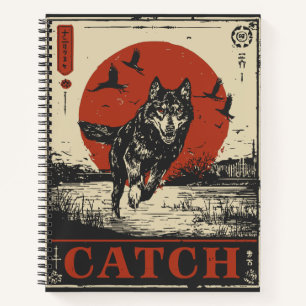 Carnet Courir le loup avec le soleil rouge Puissance an