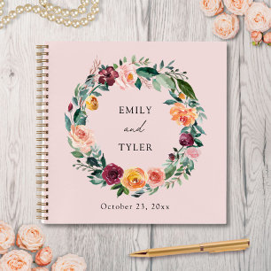 Carnet Couronne de fleurs de rose d'automne de mariage Li