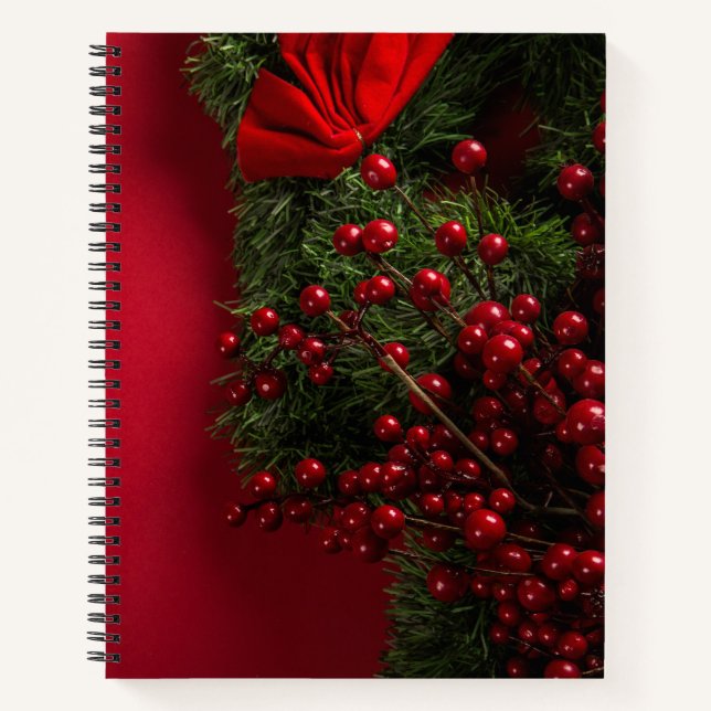 Carnet couronne de noël avec baies rouges (Devant)
