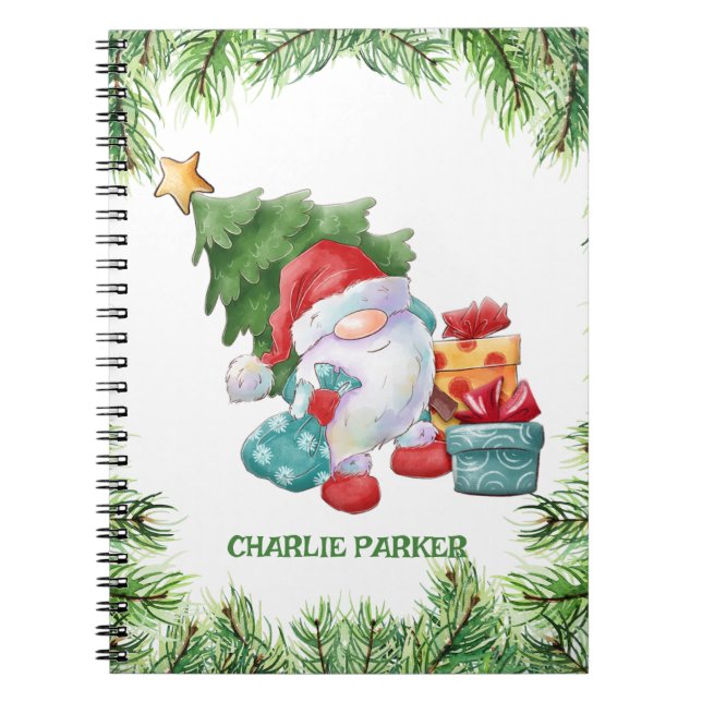 Carnet Couronne de Noël et Père Noël Gnome (Devant)