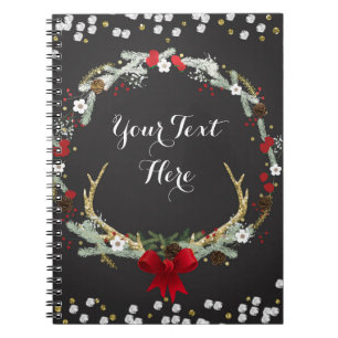 Carnet Couronne de Noël rustique à bois de cerf Personnal