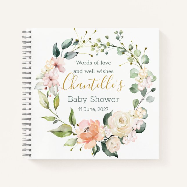 Carnet Couronne florale, Baby shower du feuillage (Devant)