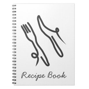 Carnet Couteau alimentaire et fourche moderne gris et bla