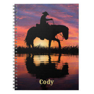 Carnet Cowboy à cheval dans un Texas Sunset Personnalise