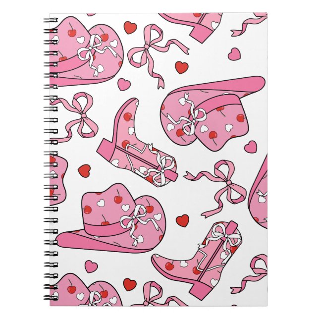 Carnet Cowgirl Coquette rose (Devant)