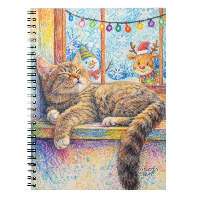 Carnet Cozy Cat Nap by the Christmas Window (Devant)