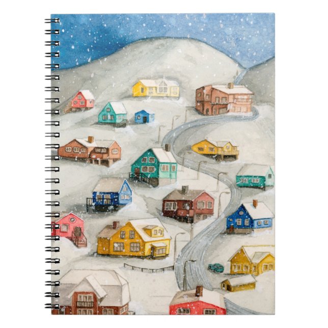 Carnet Cozy Winter Village Watercolor (Devant)