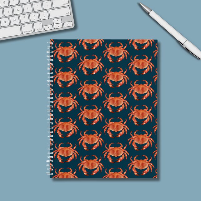 Carnet Crabes Motif balnéaire (Brown crab coastal crustacean notebook)