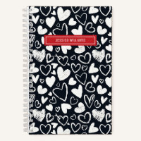 Craie de coeur Gribouillage et motif d'amour noir 