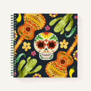 Carnet Crâne à sucre et guitares Dia de Muertos Ordin