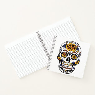 Carnet Crâne à sucre rose jaune