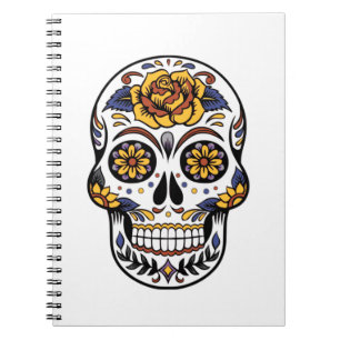 Carnet Crâne à sucre rose jaune
