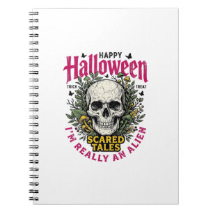 Carnet Crâne d'alien Halloween vintage graphique pour T-s