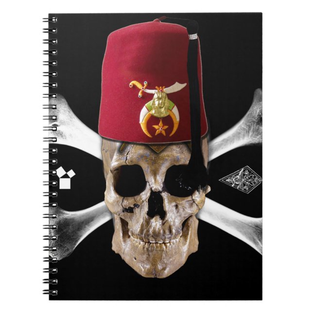 Carnet Crâne et os maçonniques de Shriner avec Fez (Devant)