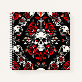 Carnet Crâne gothique et Rose - Jour des morts