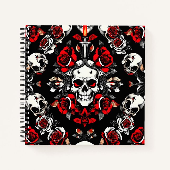 Carnet Crâne gothique et Rose - Jour des morts (Devant)