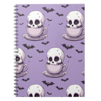 Carnet Crâne Pastel Goth dans une tasse à thé