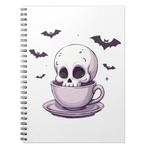 Carnet Crâne Pastel Goth dans une tasse à thé