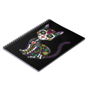 Carnet Crâne sucre Chat mexicain Halloween Jour De La Mor