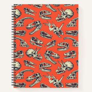 Carnet Crânes de dinosaures orange et marine