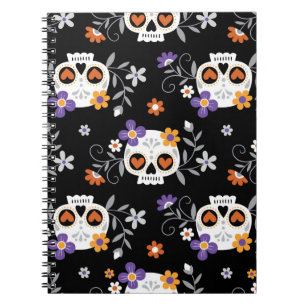Carnet Crânes de sucre mignonnes à la main tiré
