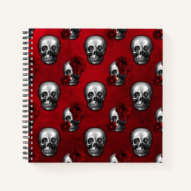 Carnet Crânes et roses rouges (Devant)