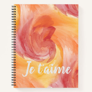 Carnet Cravate-Dye flamme rouge orange peint Aquarelle d'