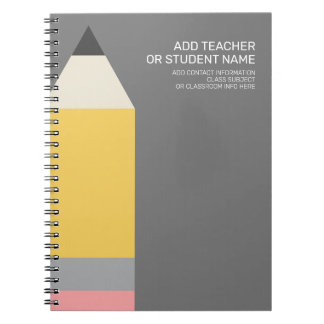 Carnet Crayon moderne avec enseignant et matière de class