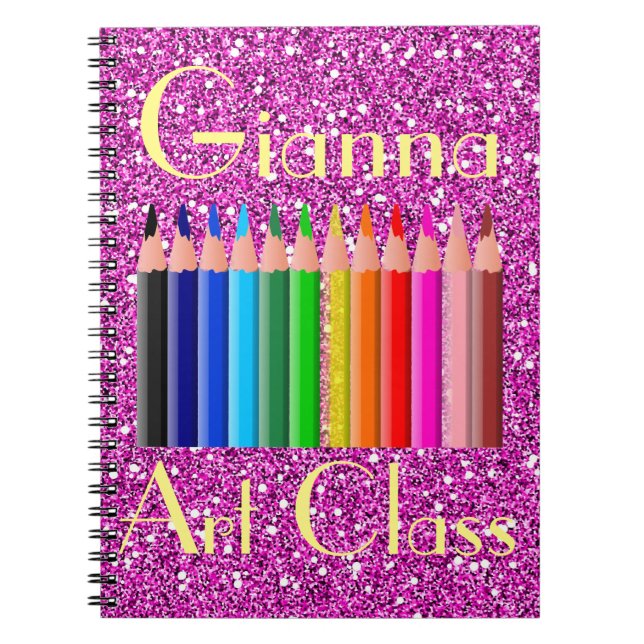 Carnet Crayons de couleur Parties scintillant aux Faux ro (Devant)