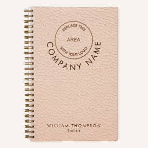 Carnet Cream Faux Leather Company Nom du personnel Logo C