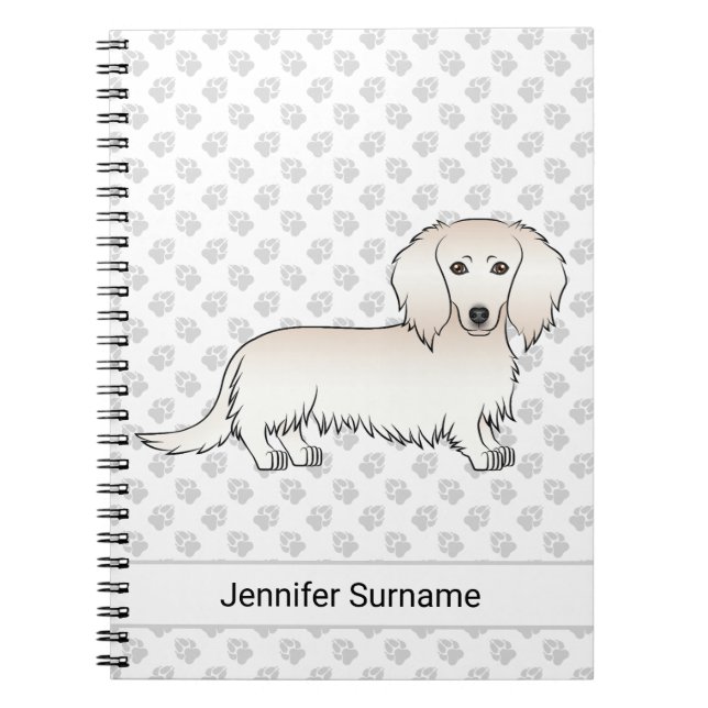 Carnet Cream Long Cheveux Dachshund mignon Dessin de dess (Devant)