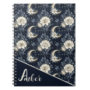 Carnet Création florale céleste et lune croissante de min